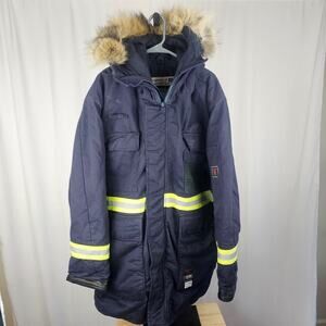 ActionWest FR Flame Resistant Arctic Parka Navy Hi-Vis LT Canada Mens LT NWOT